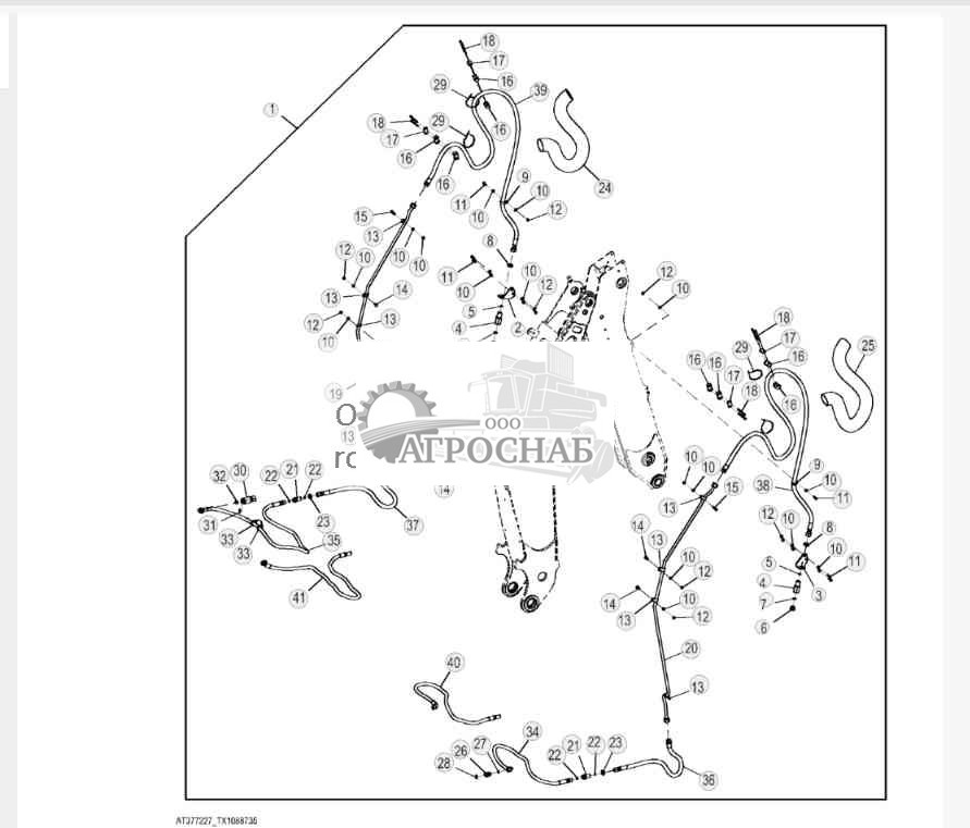 Комплект трубопроводов вспомогательного оборудования телескопической рукояти 